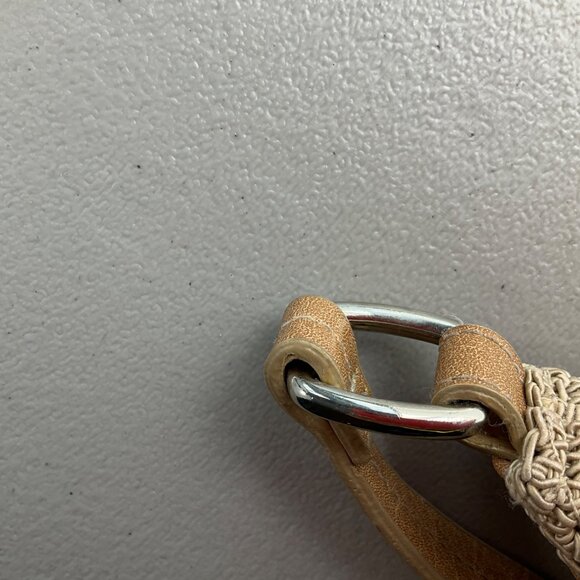 Frankie & Johnnie Shoulder Bag Purse Beige Crochet Rope Floral Coastal Boho - Picture 12 of 13